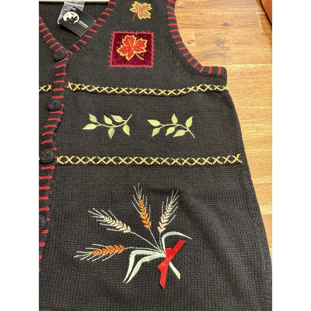 Holiday Editions Fall Autumn Embroidered Cardigan Sweater NWT Sz XL - Picture 3 of 10